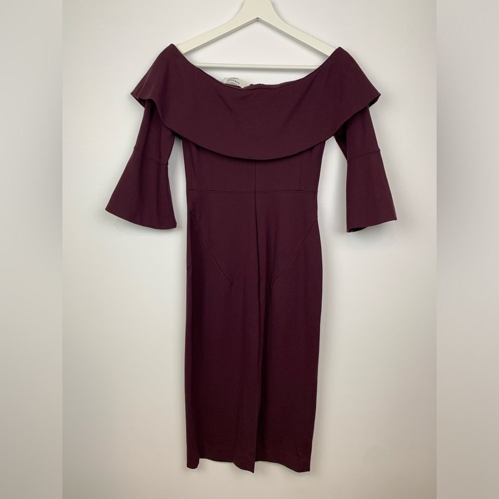 Babaton Giovanni Off The Shoulder Dress Bodycon Plum Purple Size 4 Aritzia - Picture 4 of 10